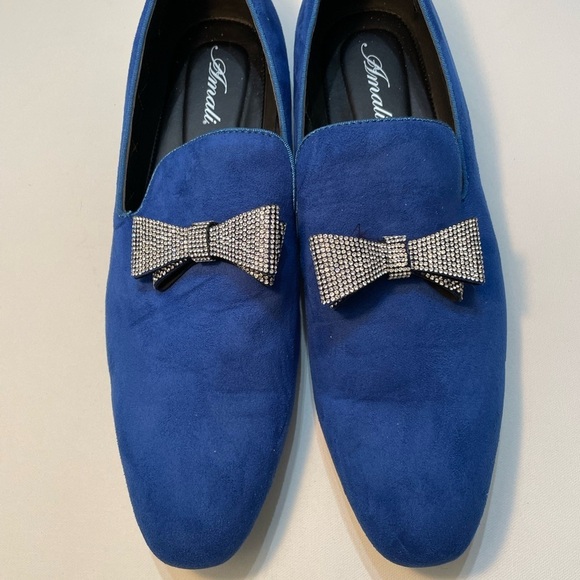 Amali Royal Blue Loafers with Crystal Bow Shoes Size 15 SB-6 main image 10